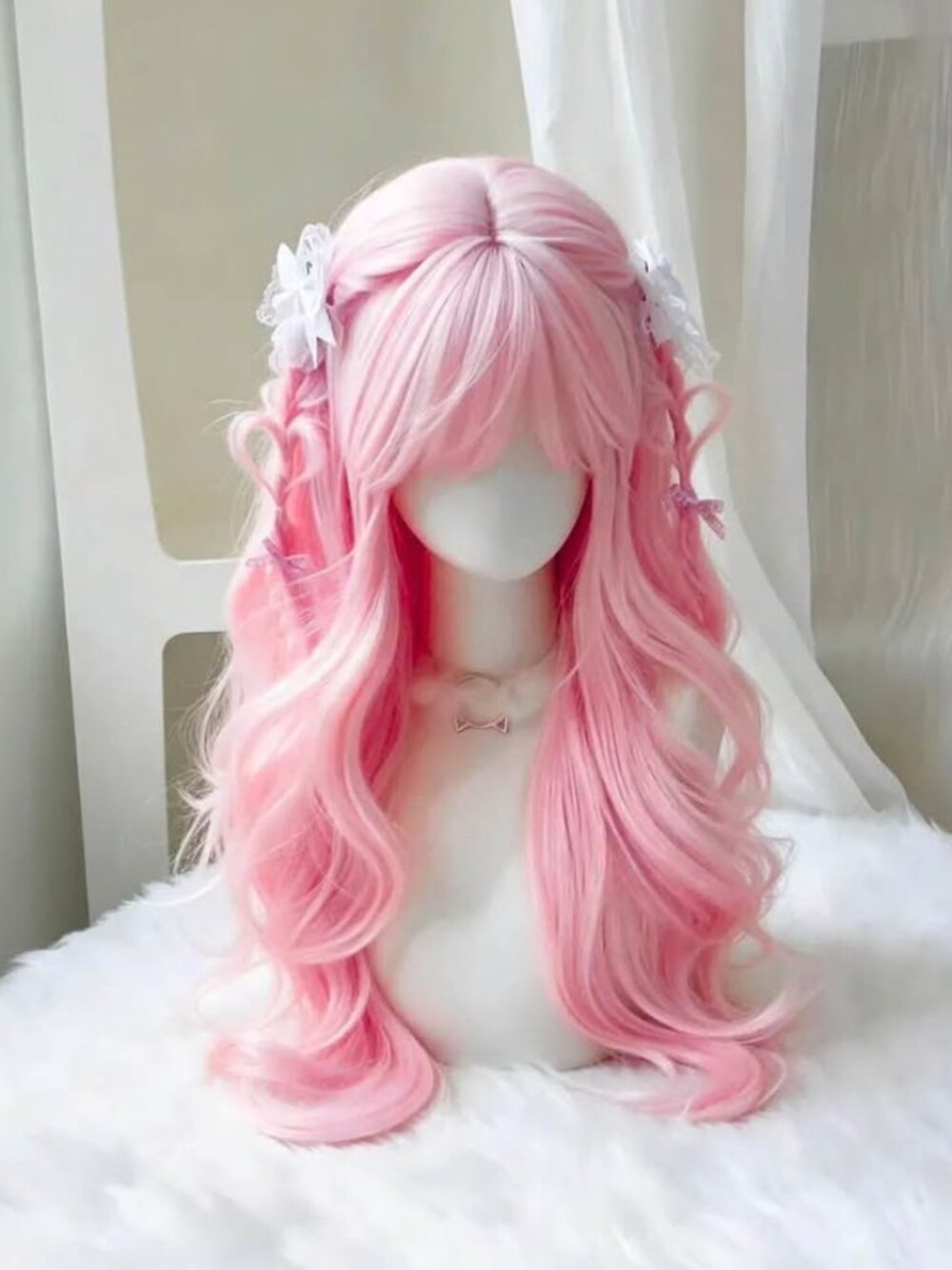 Long Curly Wavy Wig with wig cap costume